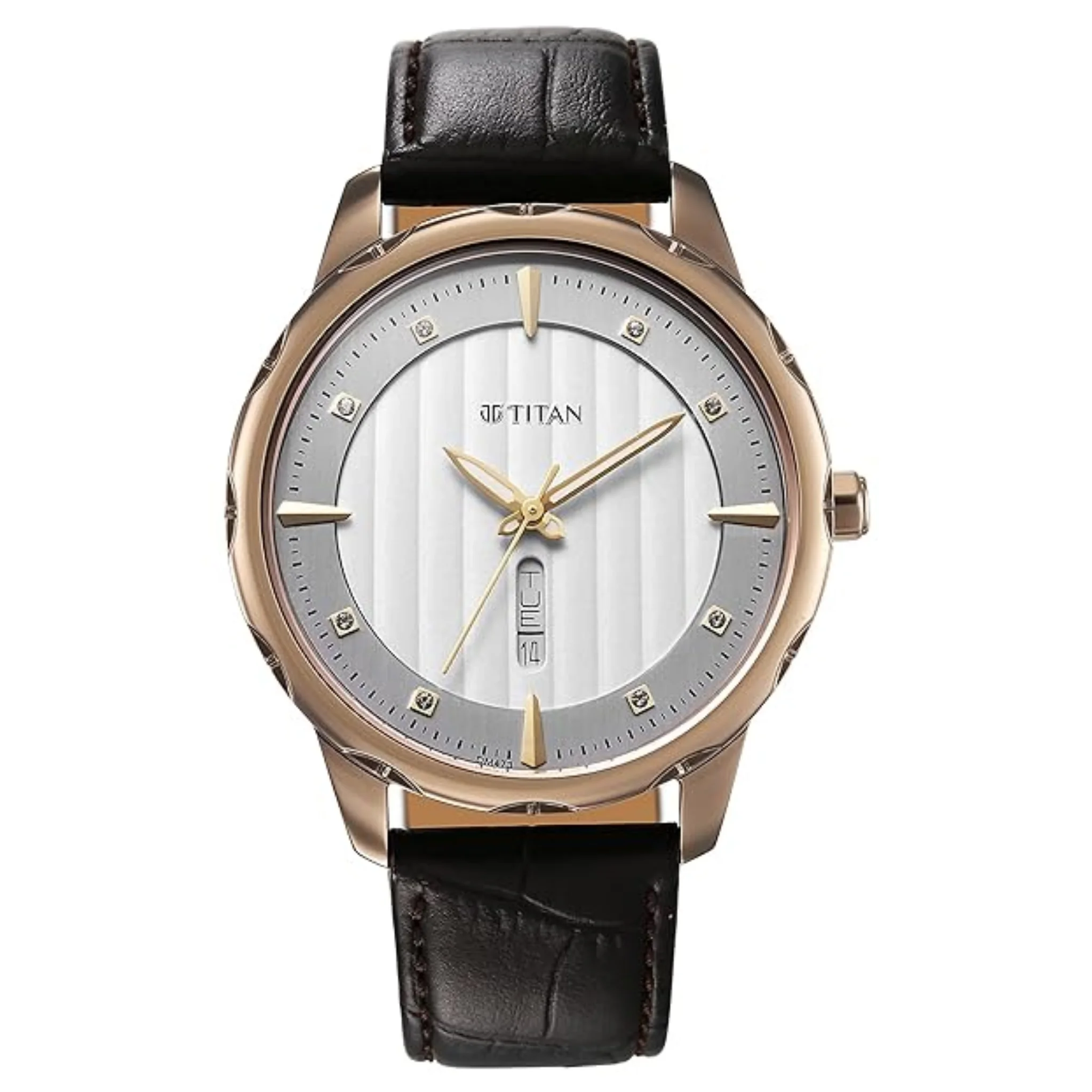 Titan Men Leather Off White Round - 1875QL01