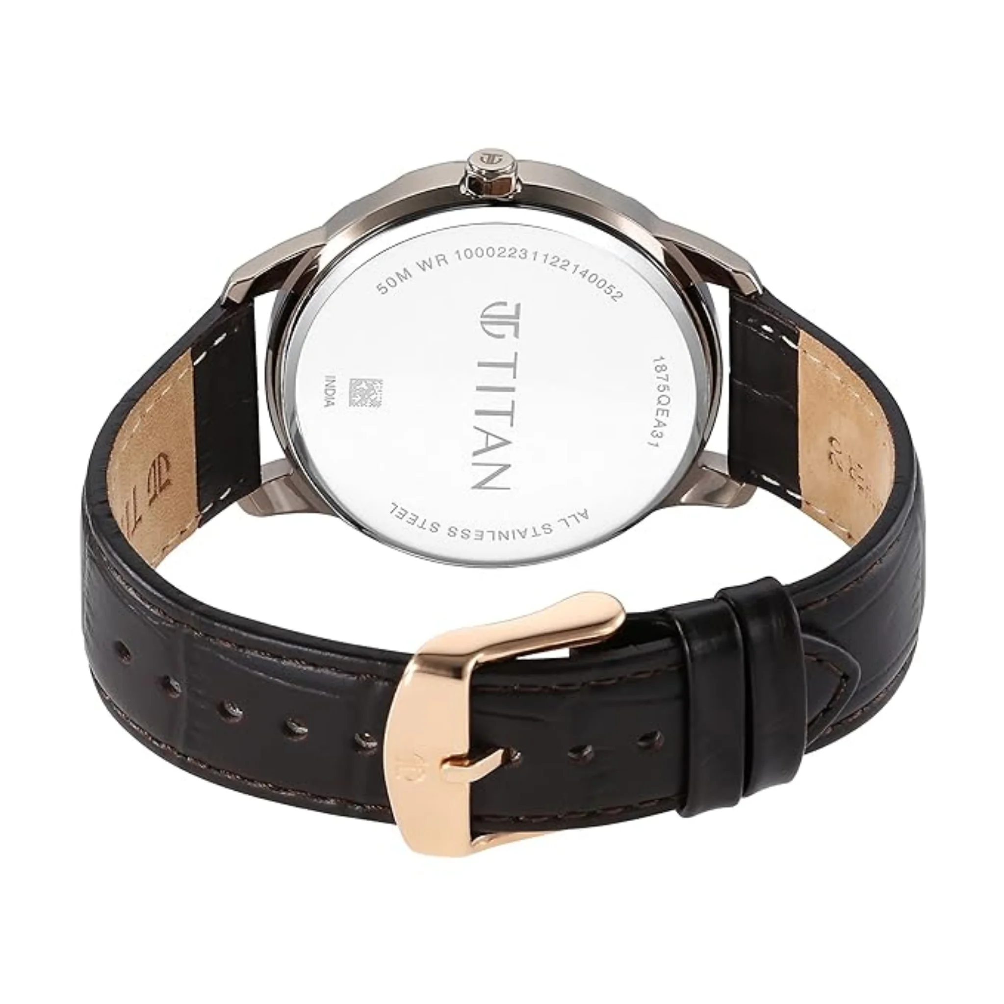 Titan Men Leather Off White Round - 1875QL01