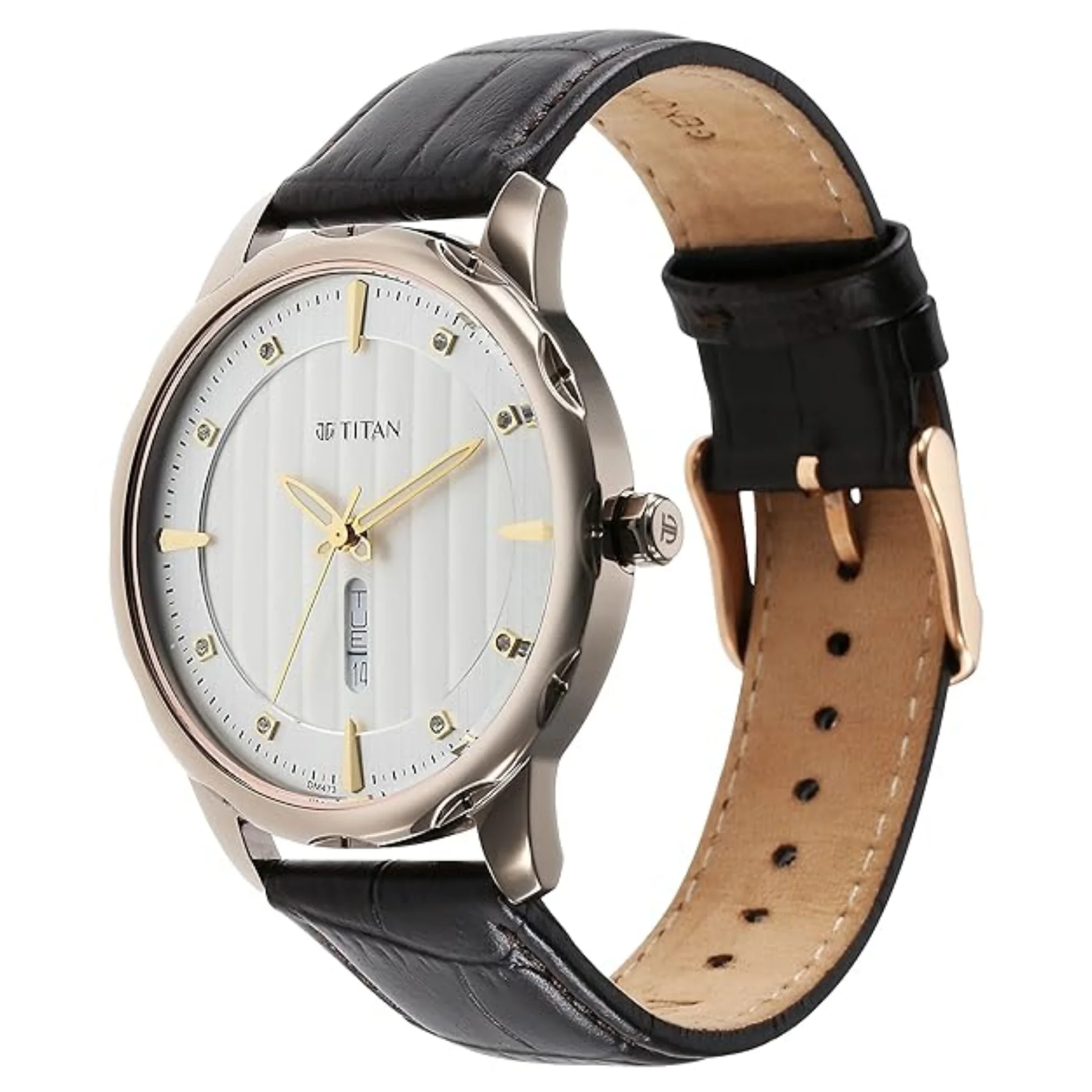 Titan Men Leather Off White Round - 1875QL01
