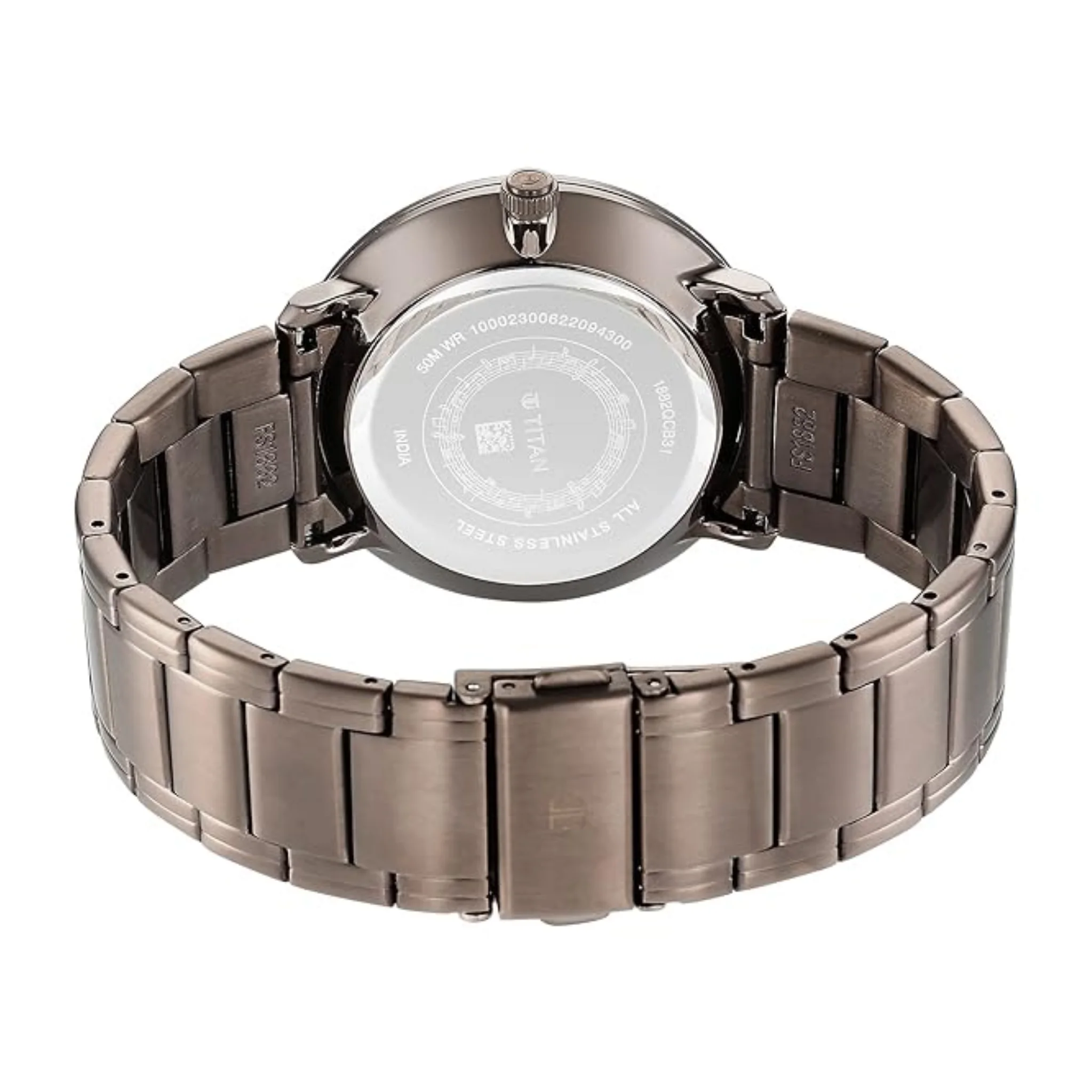 Titan Men Stainless Steel Grey Round