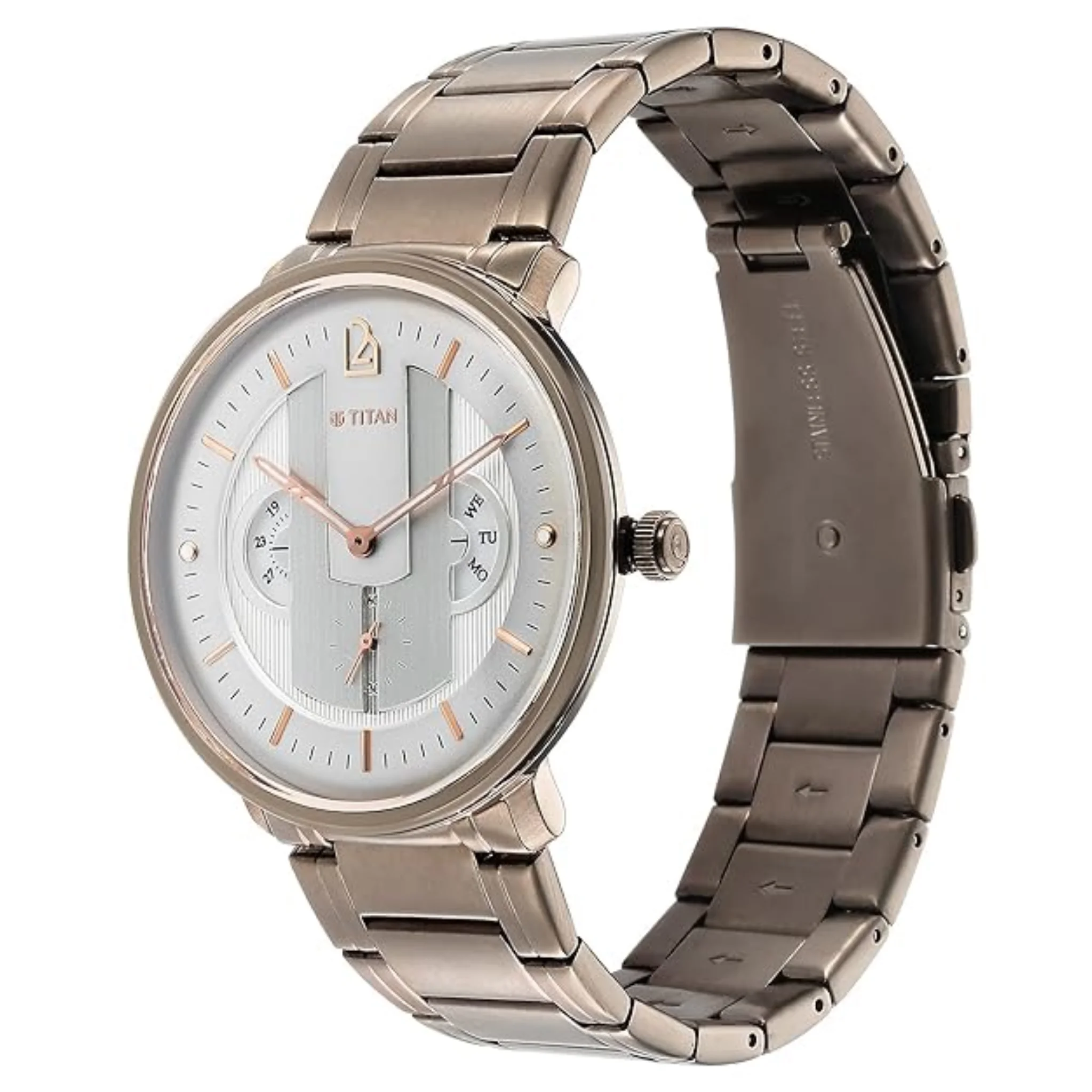 Titan Men Stainless Steel Grey Round