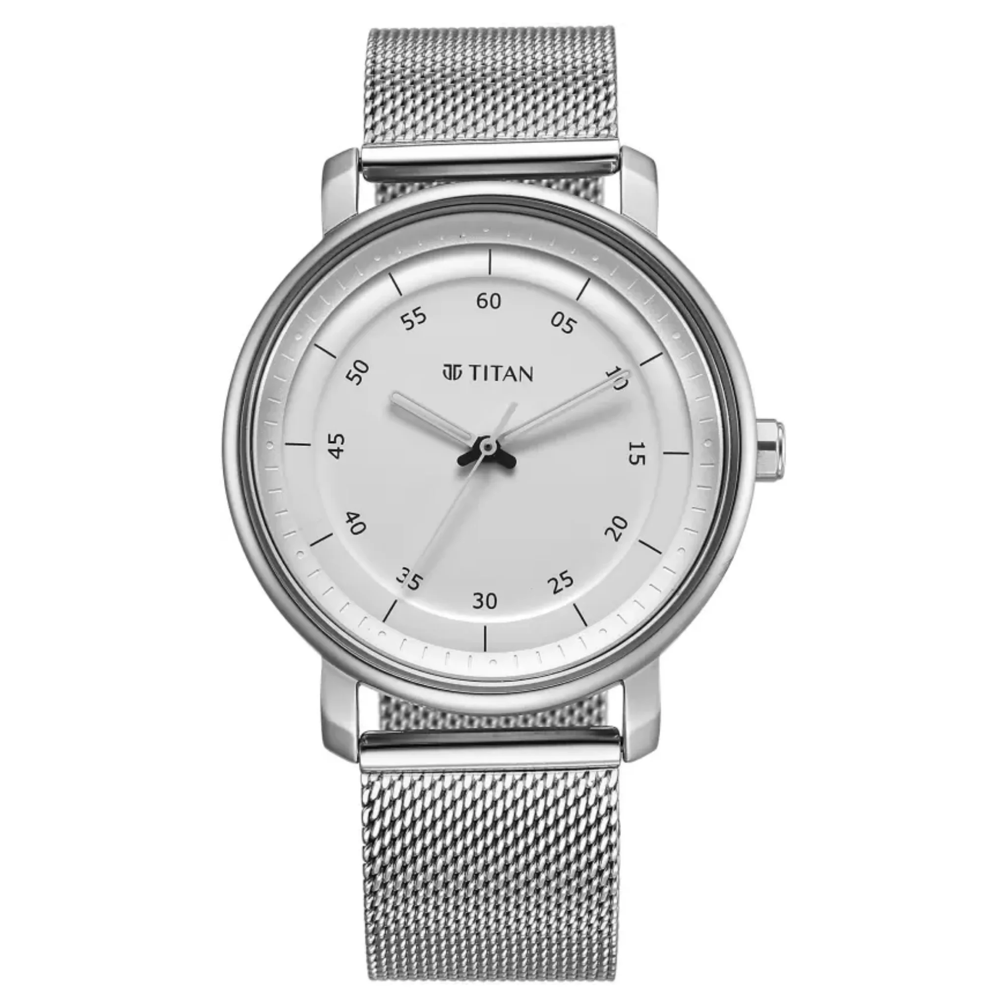 Titan 1884SM01 male Silver White Round Watch