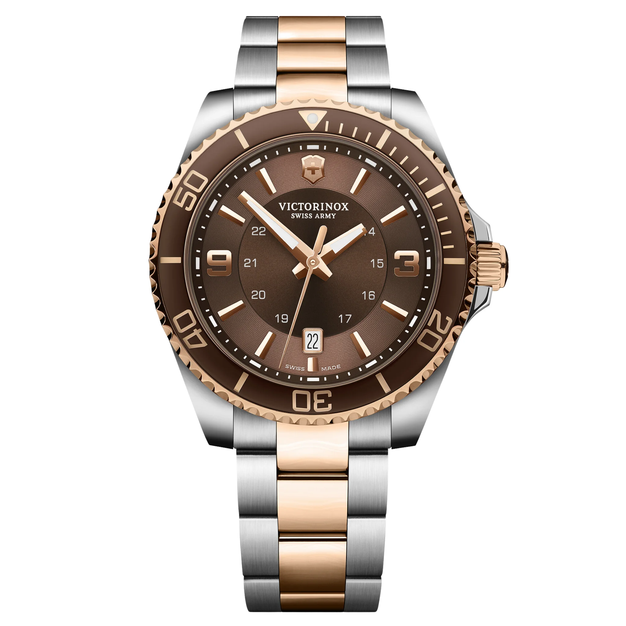 Victorinox Swiss Made Maverick Brown Dial Stainless Steel Bicolour Men'S Watch- 241951