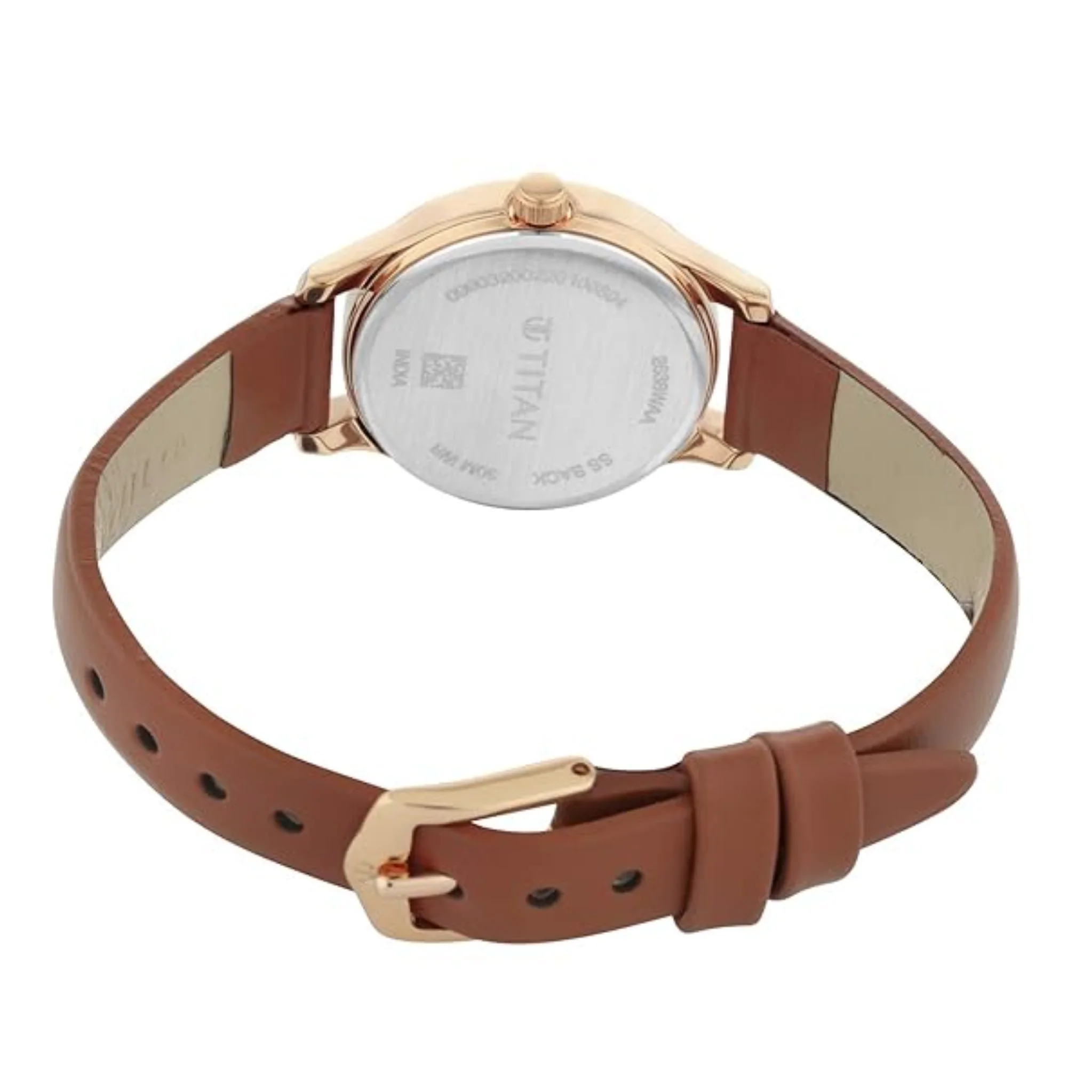 Titan Women Leather Silver Round