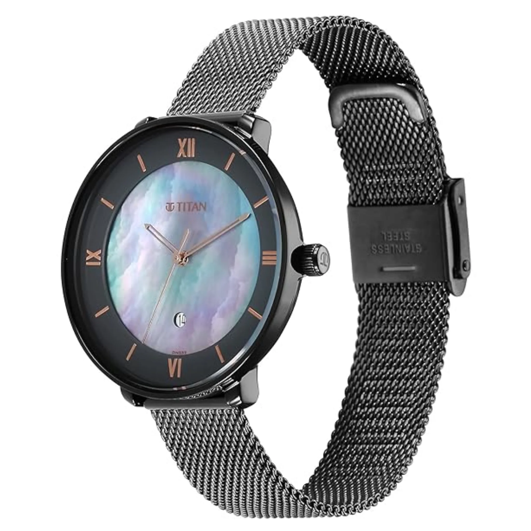 Titan Women Stainless Steel MOP Round - 2651QM04