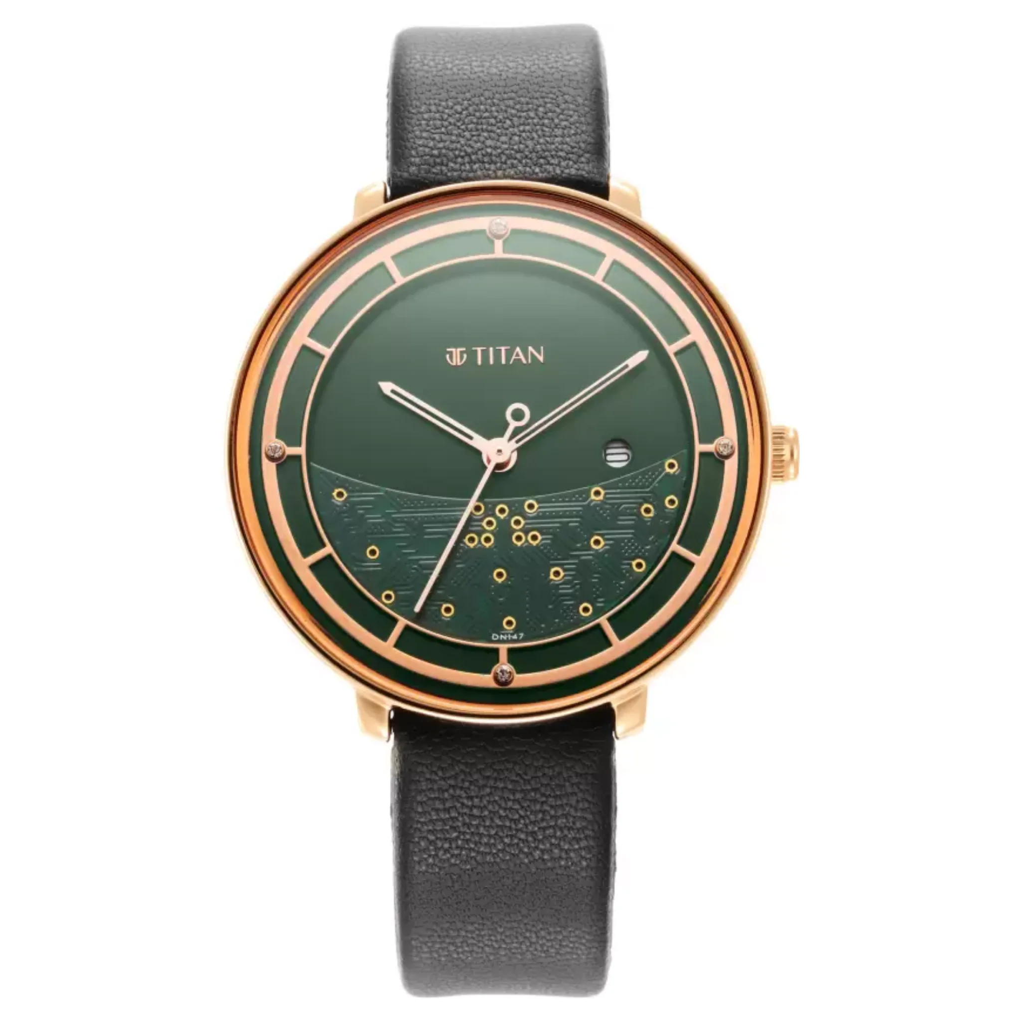 Titan Women Leather Green Round - 2686SM02