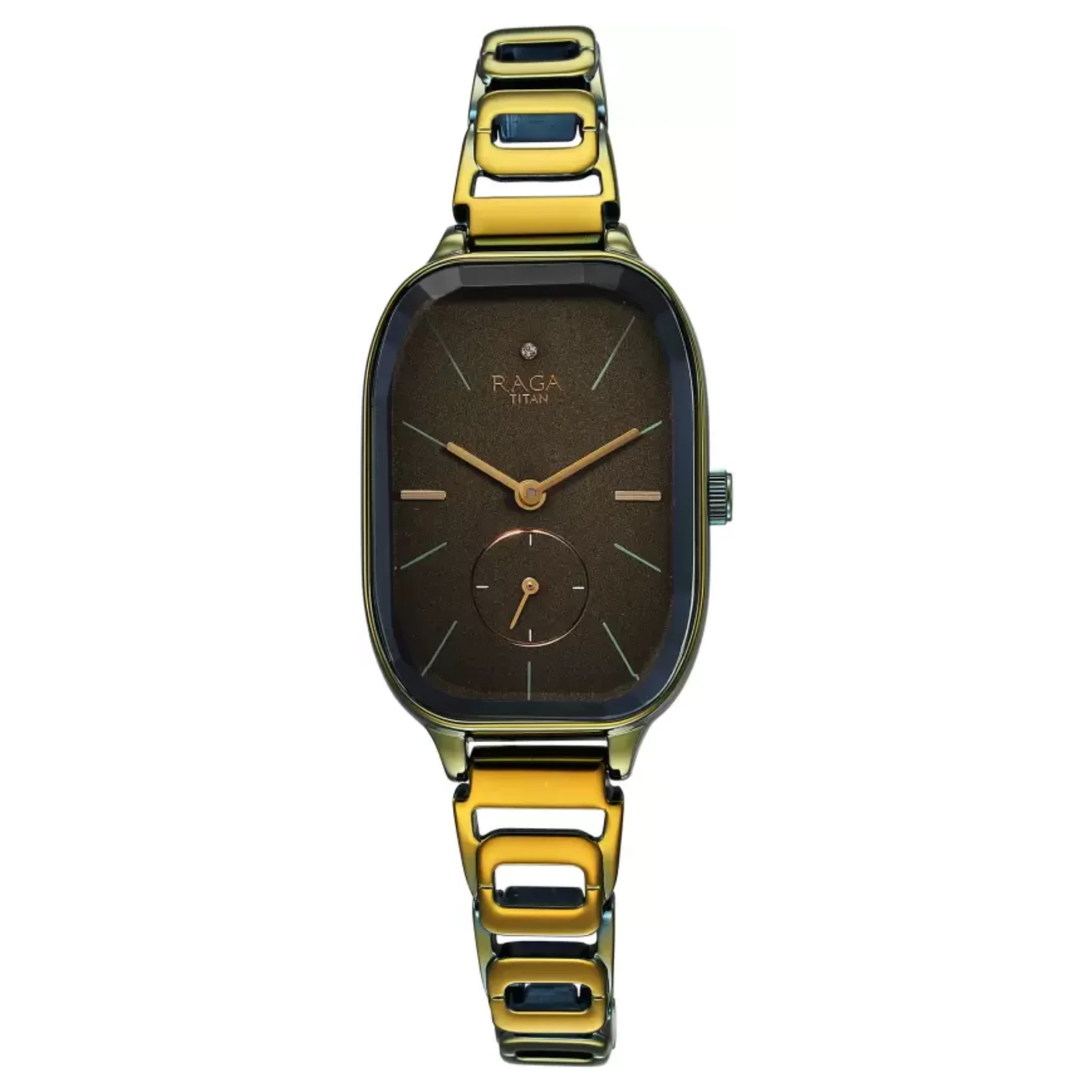 Titan Women Brass Green Round