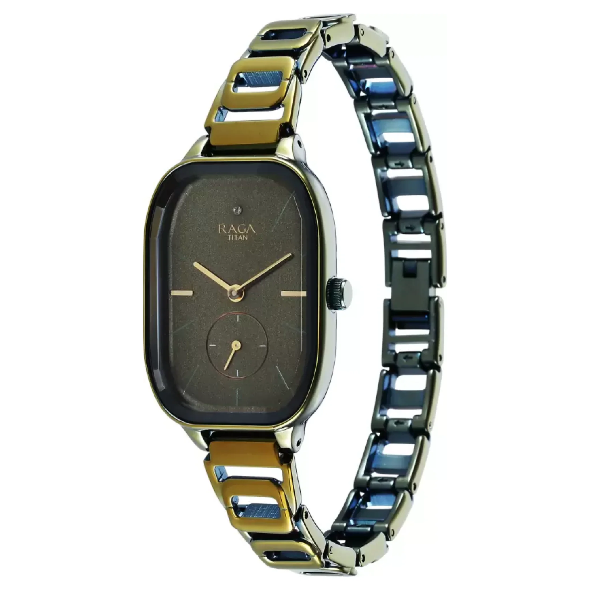 Titan Women Brass Green Round