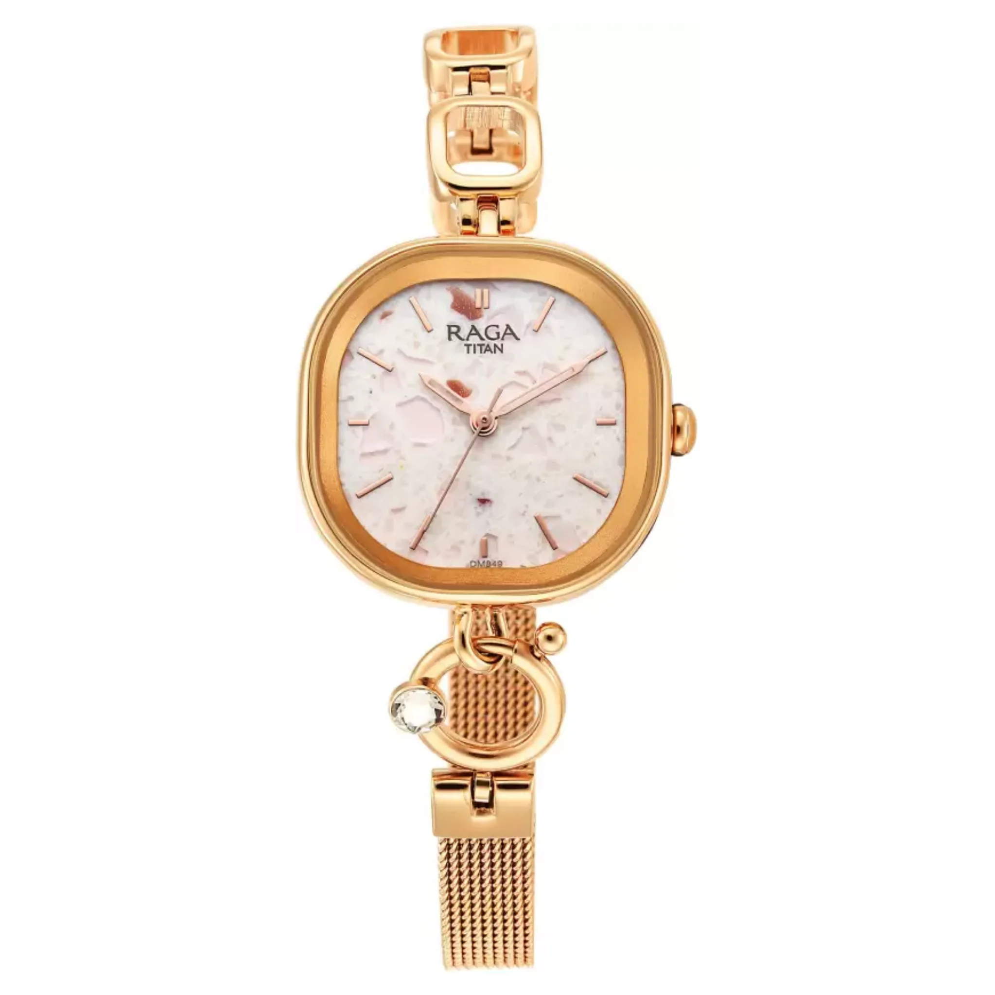 Titan Women Brass Pink Rectangle