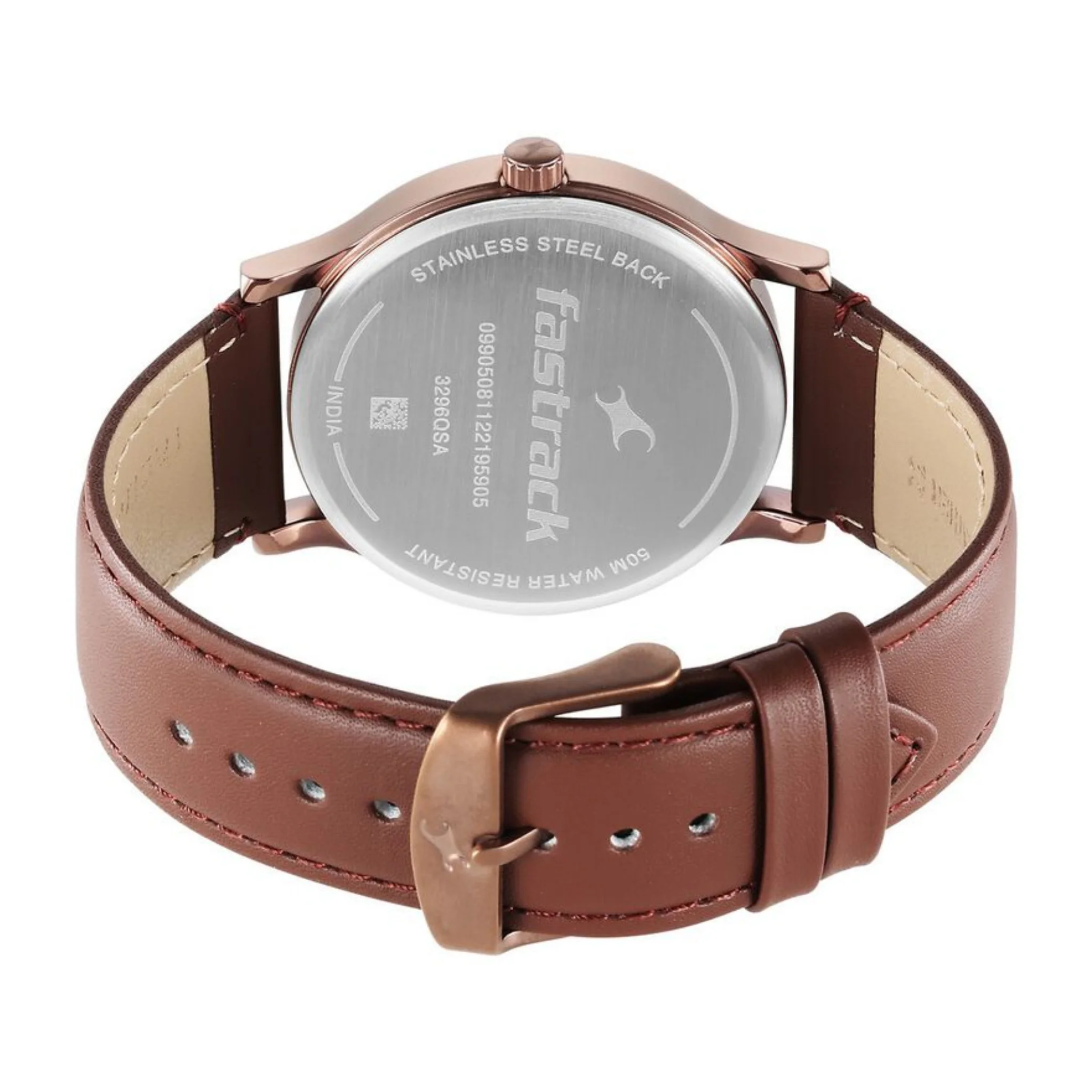 Fastrack Round Brown Male 3296QL02 Watch