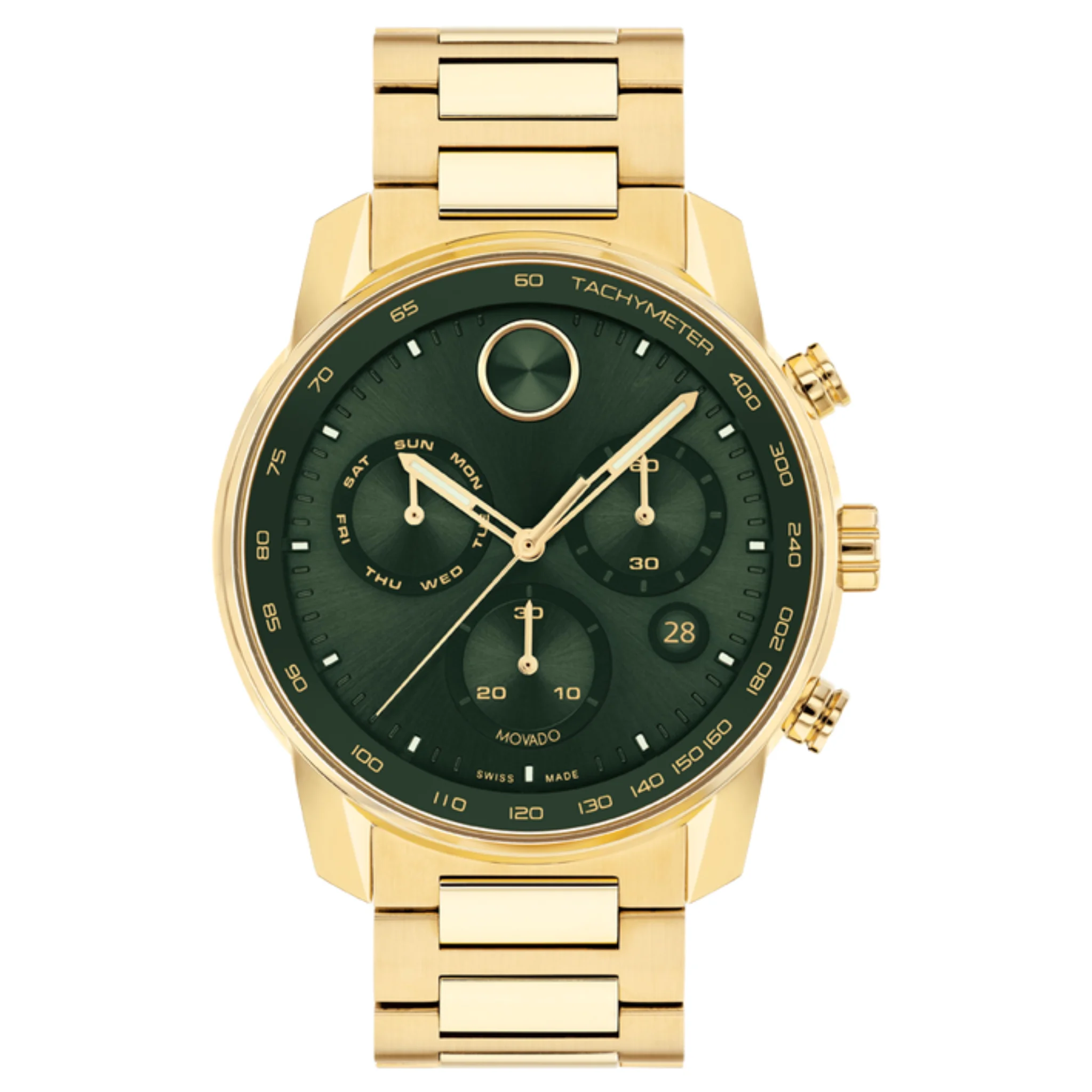 Movado Bold Chronograph Green Round Dial Men's Watch - 3600948