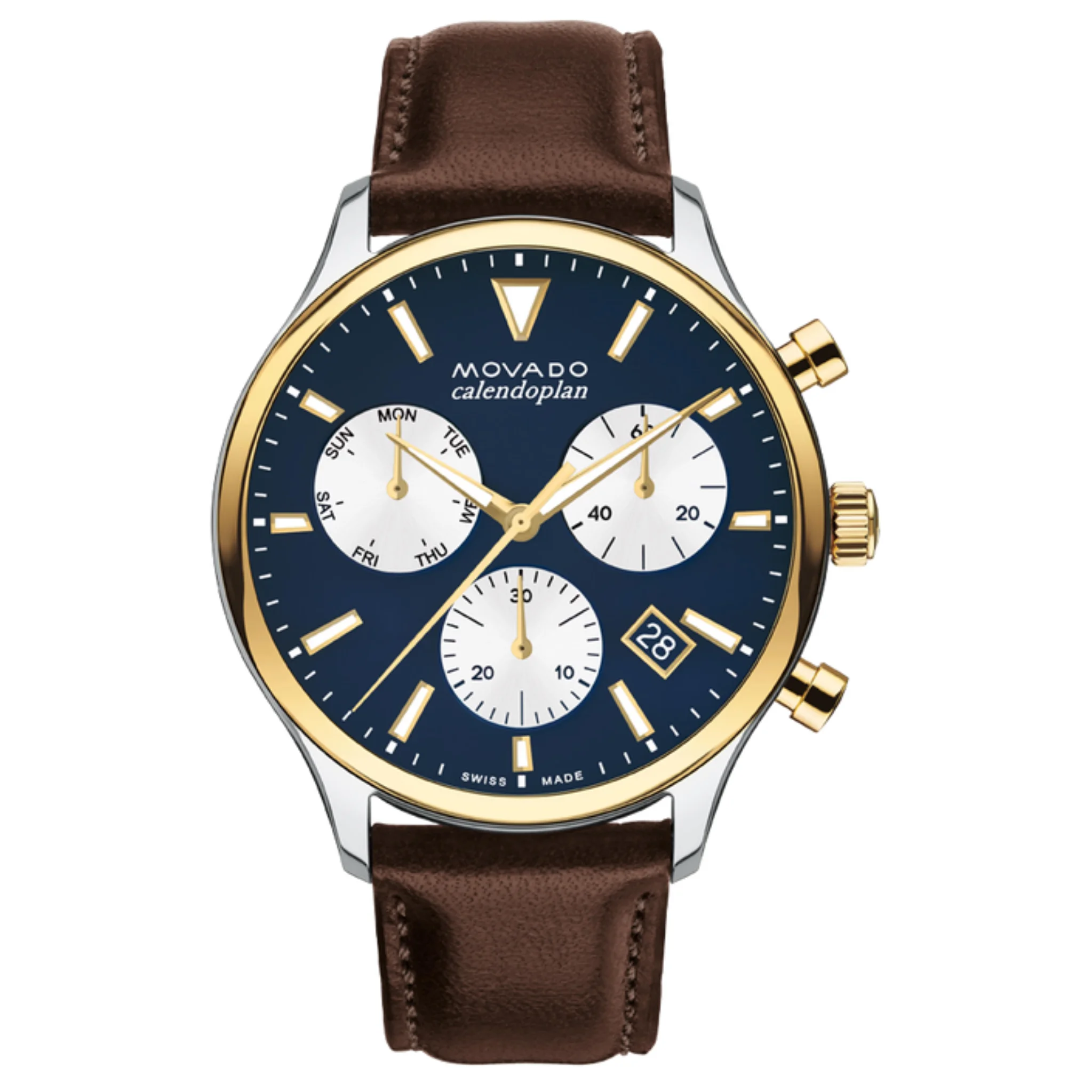 Movado Heritage Chronograph Blue Round Dial Men's Watch - 3650162