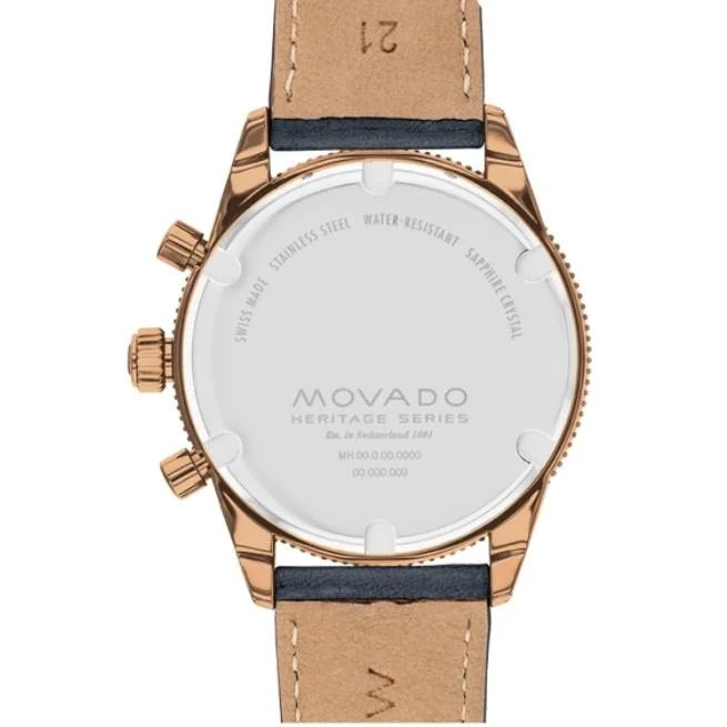 Movado Heritage Male Grey Chronograph Leather Watch- 3650168