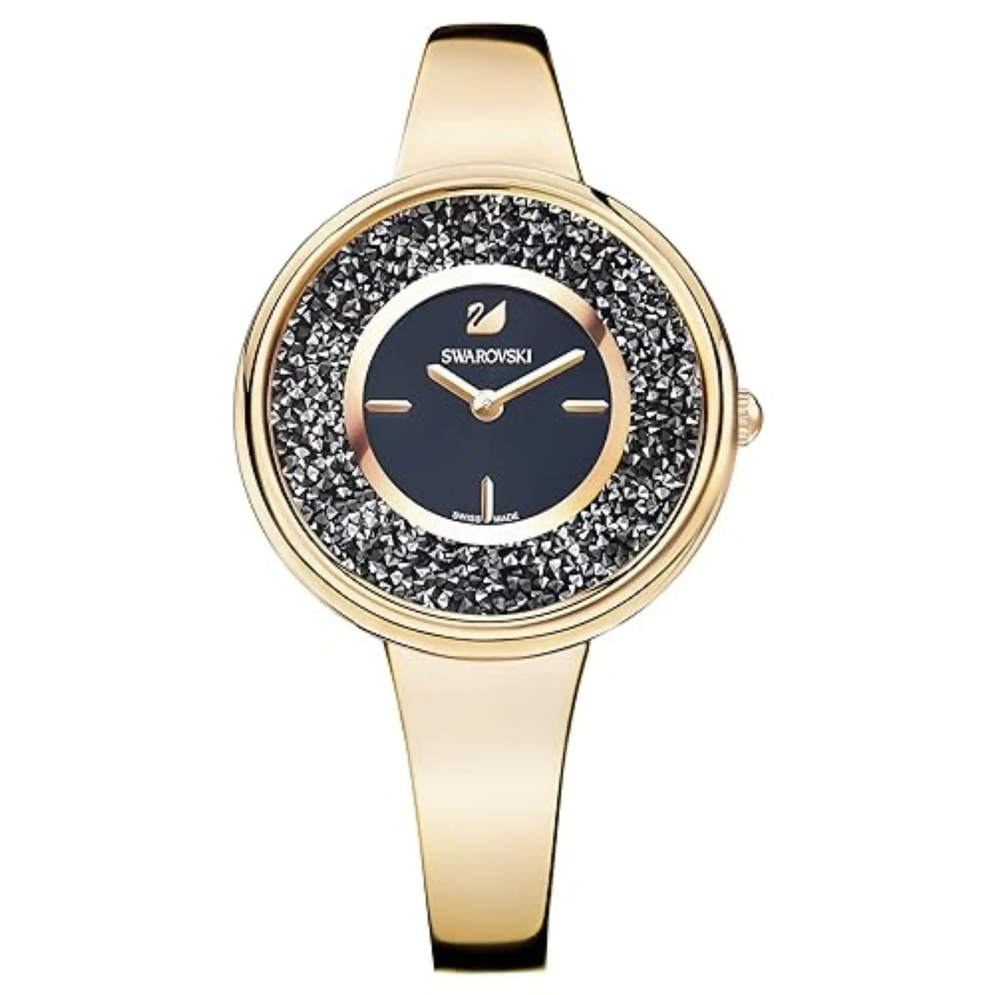 Swarovski Crystalline Analogue Black Dial Rose Gold-Tone Watch - 5295334