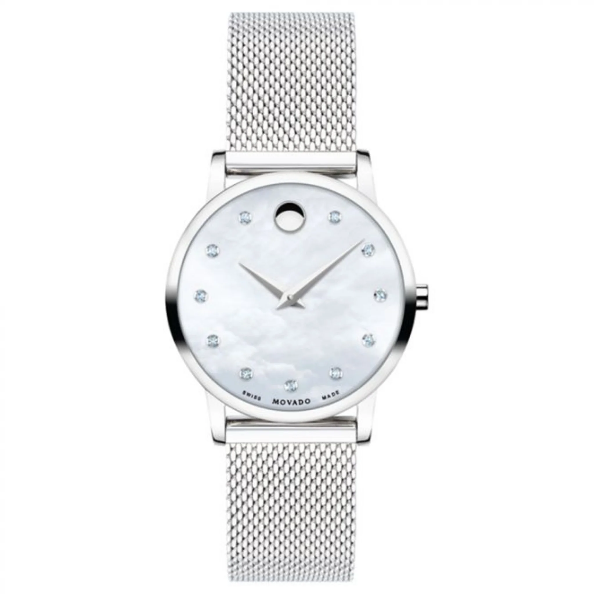 Movado Museum Analog White Round Dial Women's Watch - 0607491