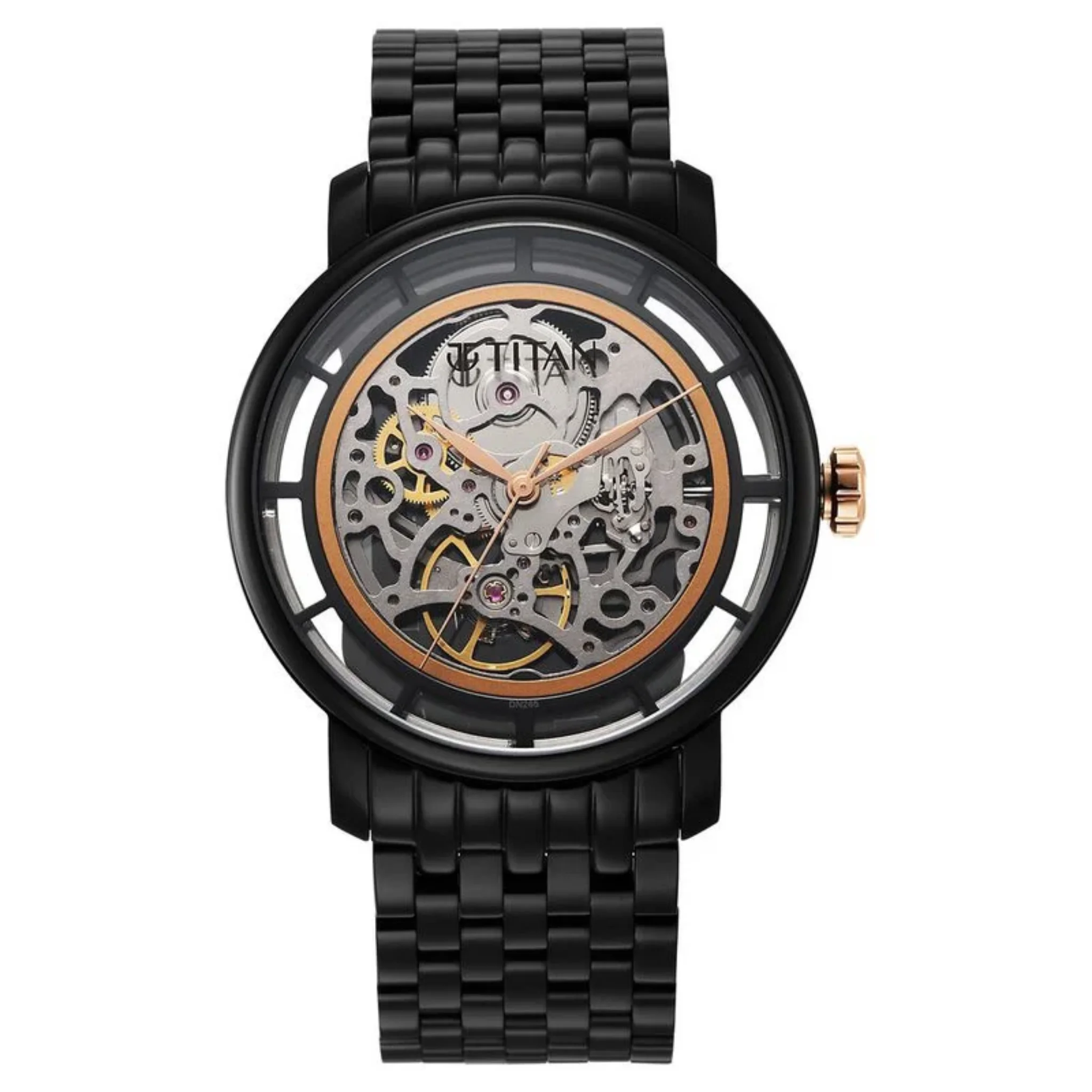 Titan Men Stainless Steel Black Round - 90158KM01