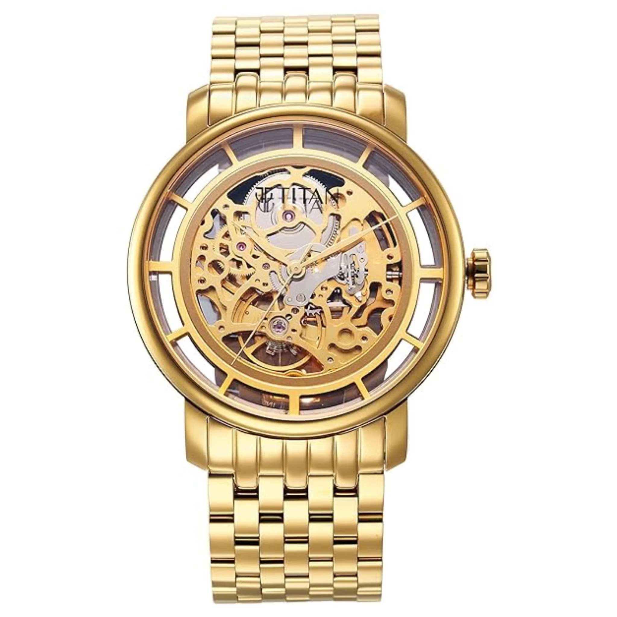 Titan Men Stainless Steel Gold Round