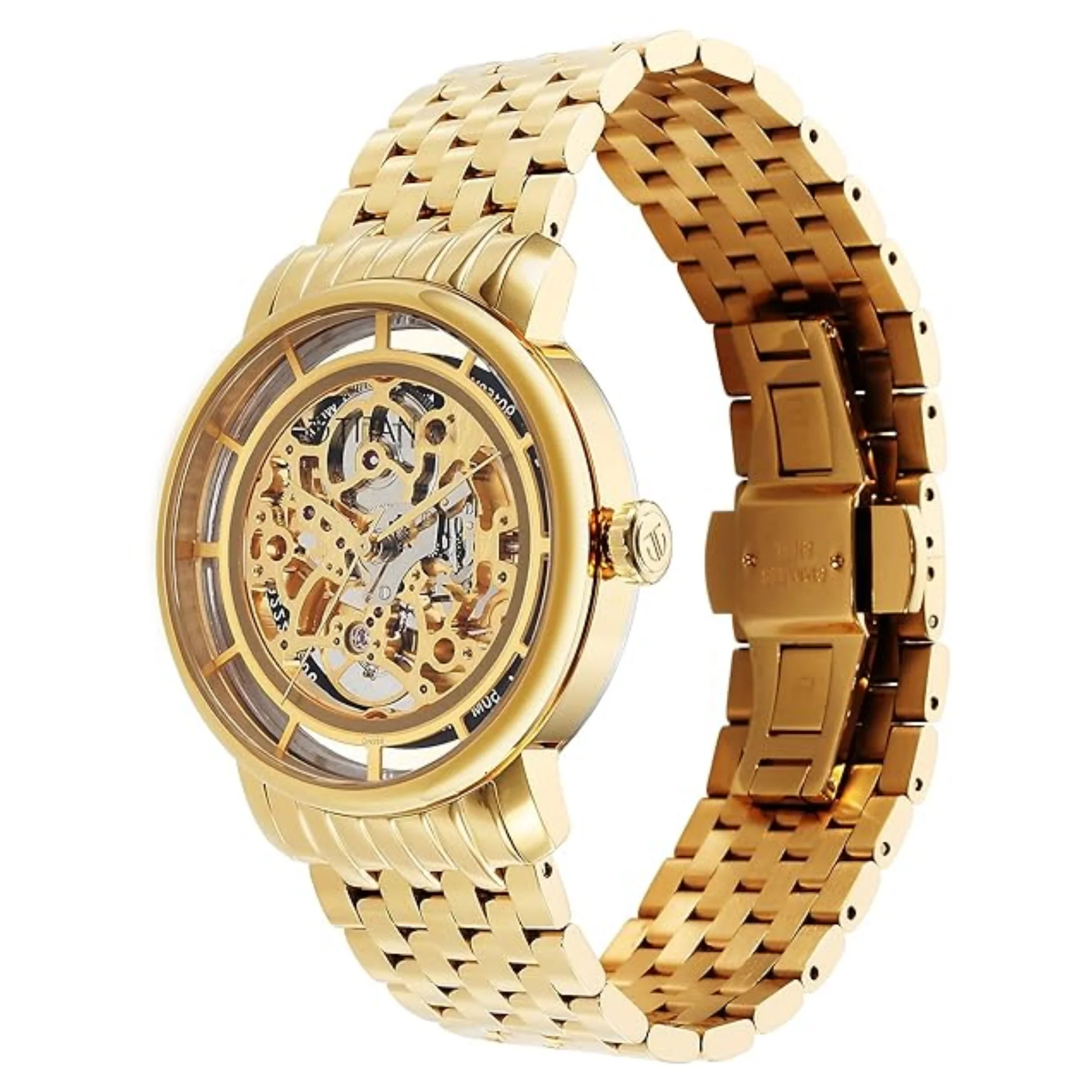 Titan Men Stainless Steel Gold Round