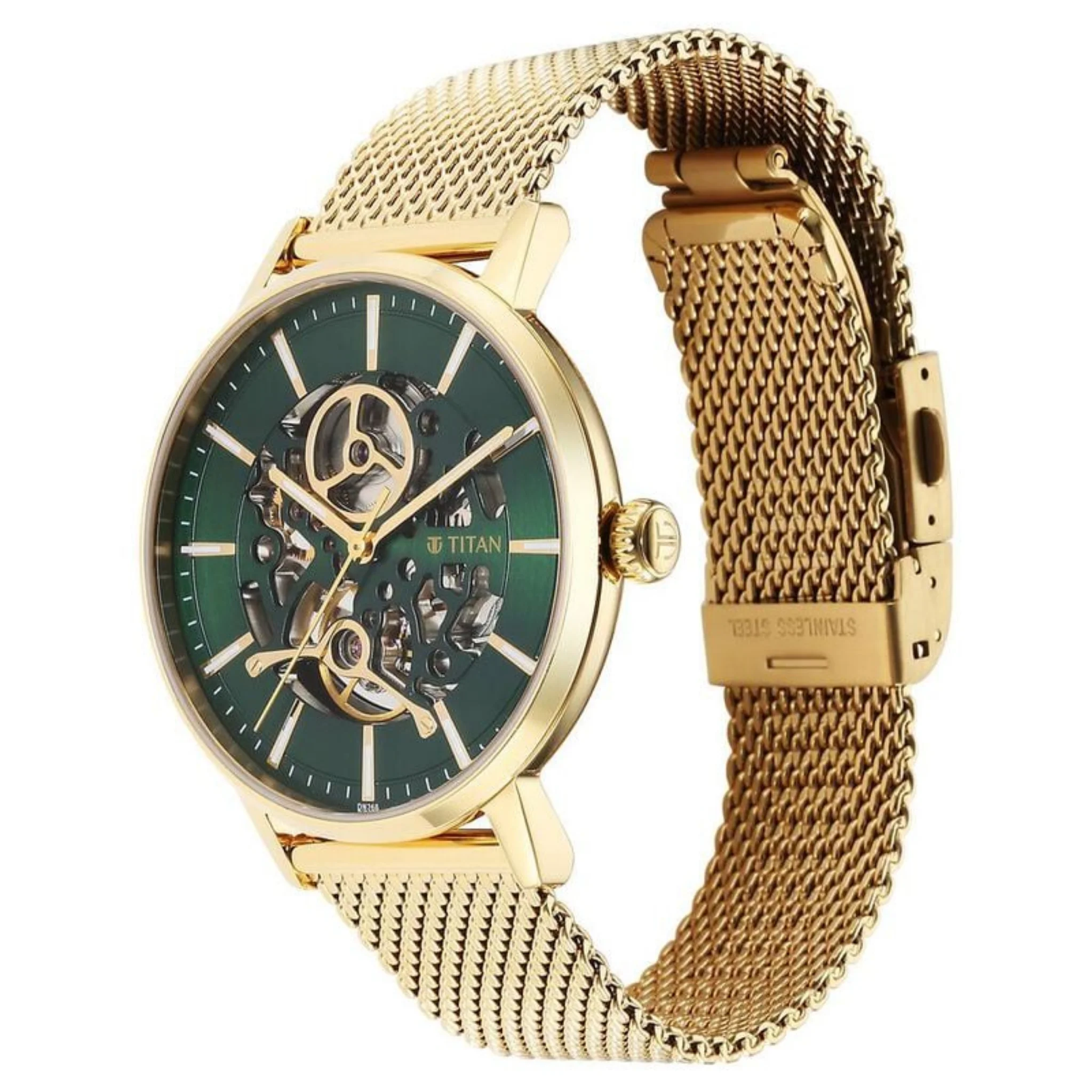 Titan Men Stainless Steel Green Round - 90159YM01