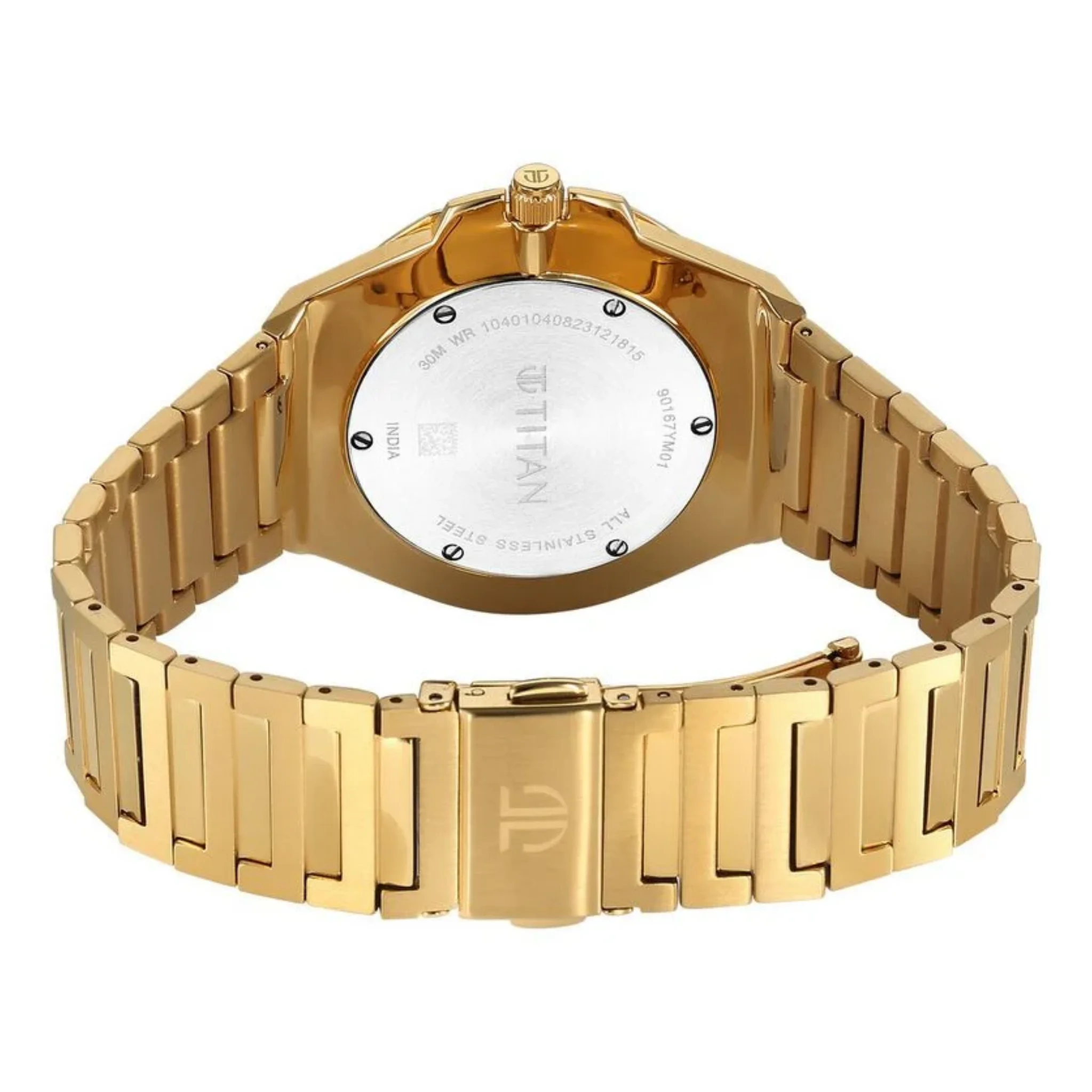 Titan Men Stainless Steel Silver Octagonal