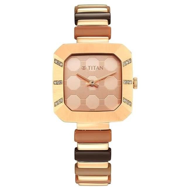 Titan Rose Gold Women Quartz Watch 95208WD01