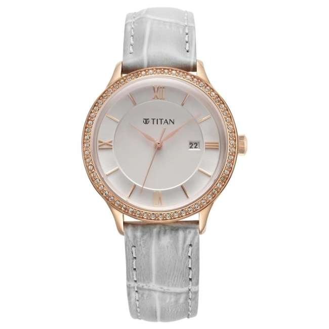 Titan Silver White Women Quartz Watch 95247WL03