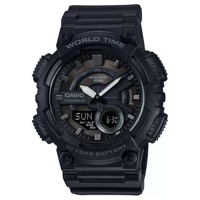 Casio Round Men Black Watch AD218
