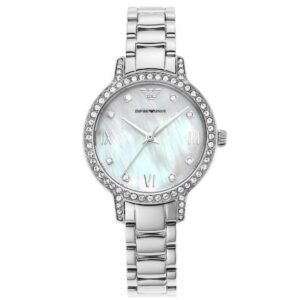 Emporio Armani Round White Mother Of Pearl Women Watch Ar11484