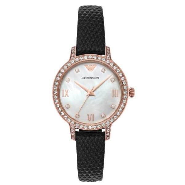 Emporio Armani Round White Mother Of Pearl Women Watch Ar11485