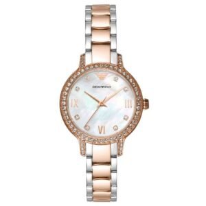 Emporio Armani Round White Mother Of Pearl Women Watch Ar11499