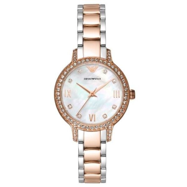 Emporio Armani Round White Mother Of Pearl Women Watch Ar11499
