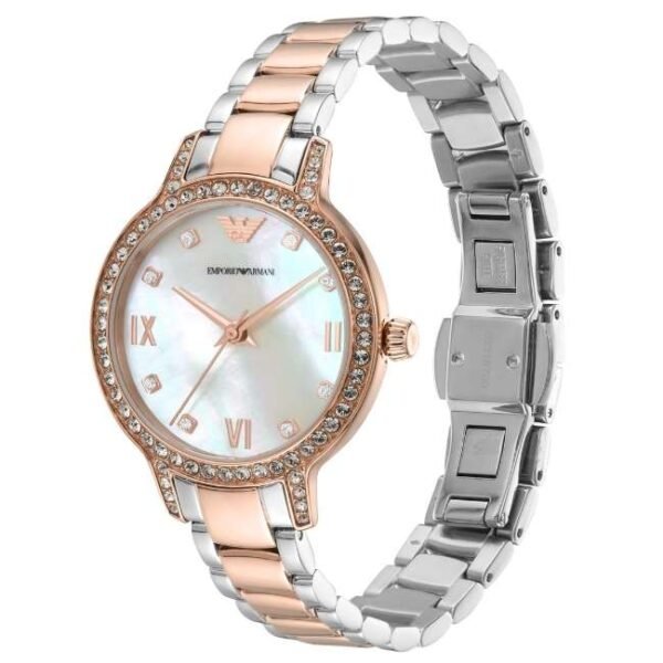 Emporio Armani Round White Mother Of Pearl Women Watch Ar11499