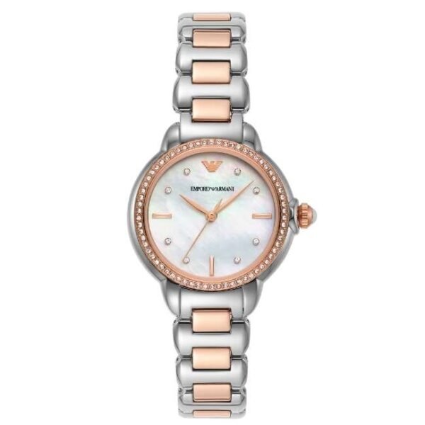 Emporio Armani Round Mother Of Pearl, White Women Watch Ar11569