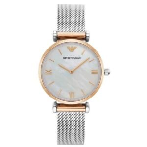 Emporio Armani Round White Mother Of Pearl Women Watch Ar2068