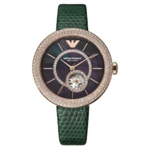 Emporio Armani Round Black Mother Of Pearl Women Watch Ar60069