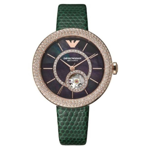 Emporio Armani Round Black Mother Of Pearl Women Watch Ar60069