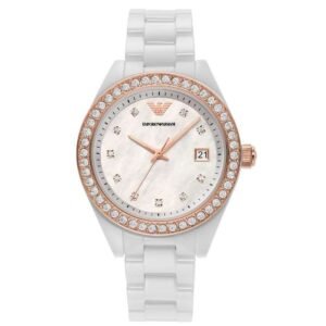 Emporio Armani Round White Women Watch Ar70007