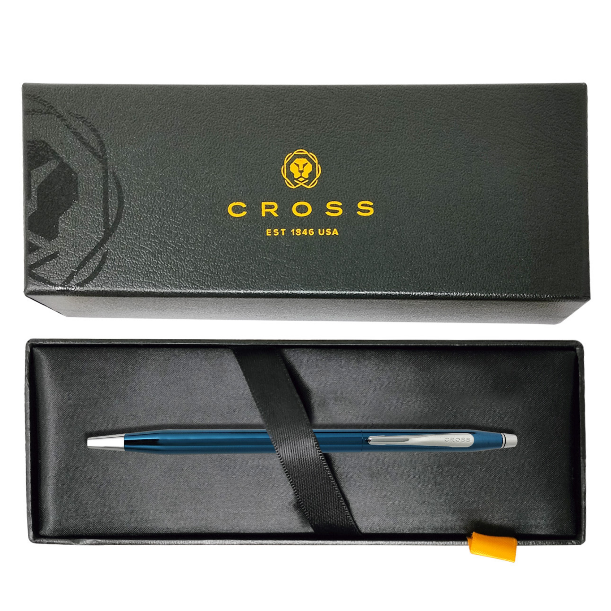 Cross Pen Classic Century Glossy Translucent Blue PVD Ballpoint pen with chrome appointments