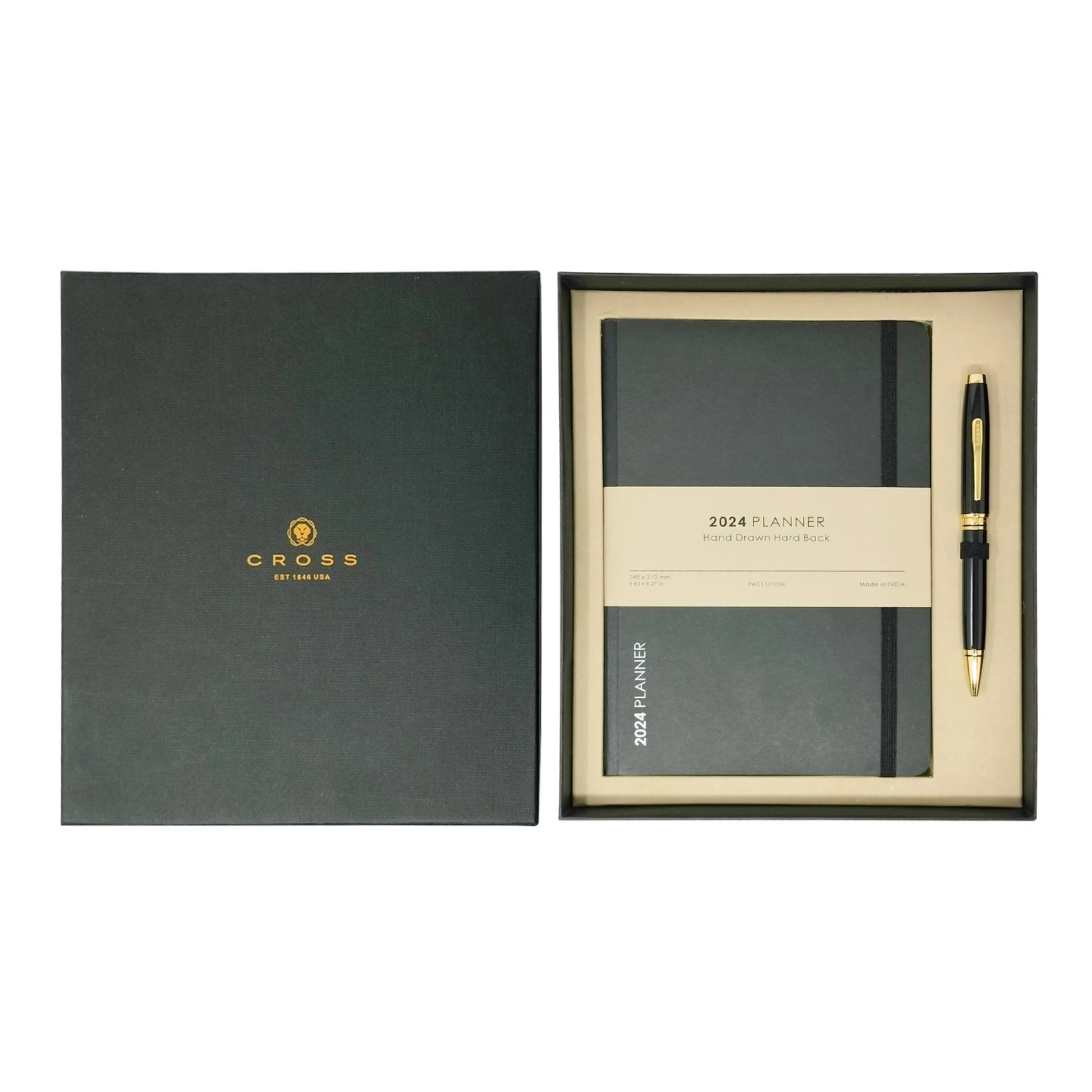 Cross Pen Coventry Black Lacquer With Gold Appointments Ball Point + 2024 Planner