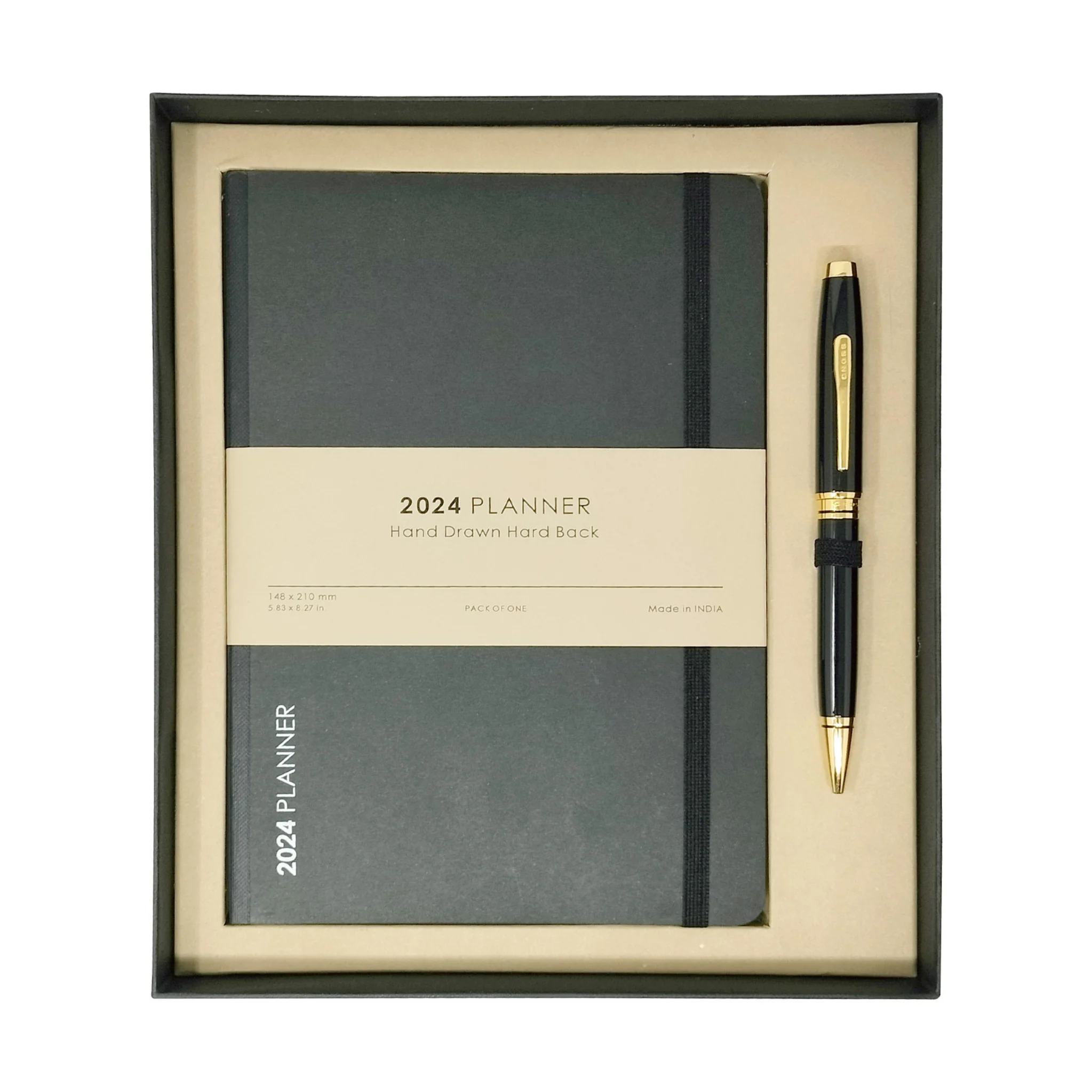 Cross Pen Coventry Black Lacquer With Gold Appointments Ball Point + 2024 Planner