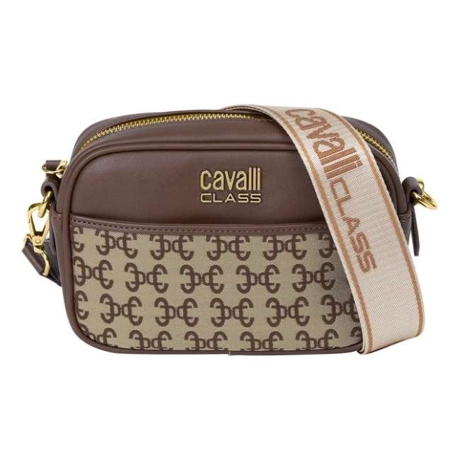 Cavalli Class Arno Dark Brown And Logo Jacquard Casual Hand Bag Cchb00432400