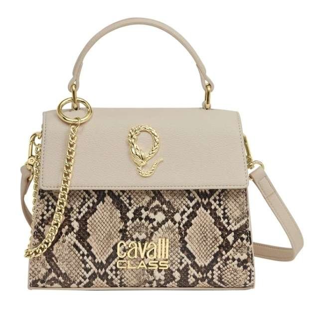 Cavalli Class Noira Cream Snake Casual Hand Bag Cchb00882400