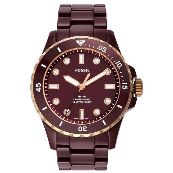 Fossil Round Burgundy Women Watch Ce1123