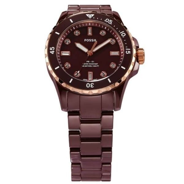 Fossil Round Burgundy Women Watch Ce1123