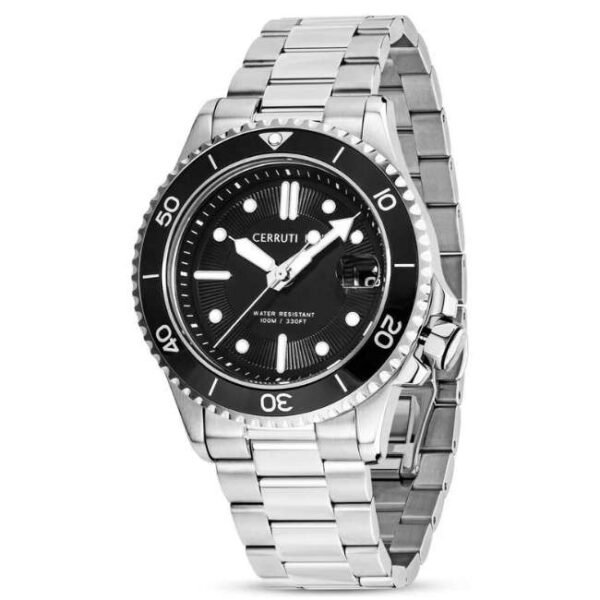 Cerruti 1881 Black Dial Stainless Steel Strap Watch for Men-CECIWGH2224207W