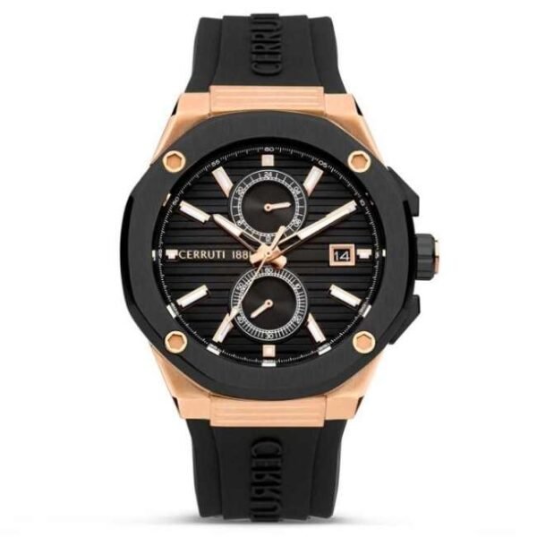 Cerruti 1881 Black Dial Silicone Strap Watch for Men-CECIWGQ0006901W