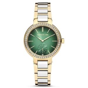 Cerruti 1881 Quartz Multifunction Green Dial Stainless Steel Strap Watch for Women-CECIWLG2225602W