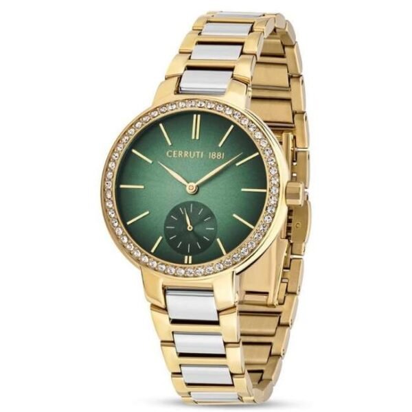 Cerruti 1881 Quartz Multifunction Green Dial Stainless Steel Strap Watch for Women-CECIWLG2225602W