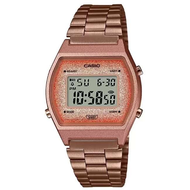 Casio Rectangular Unisex Rose Gold Watch D187