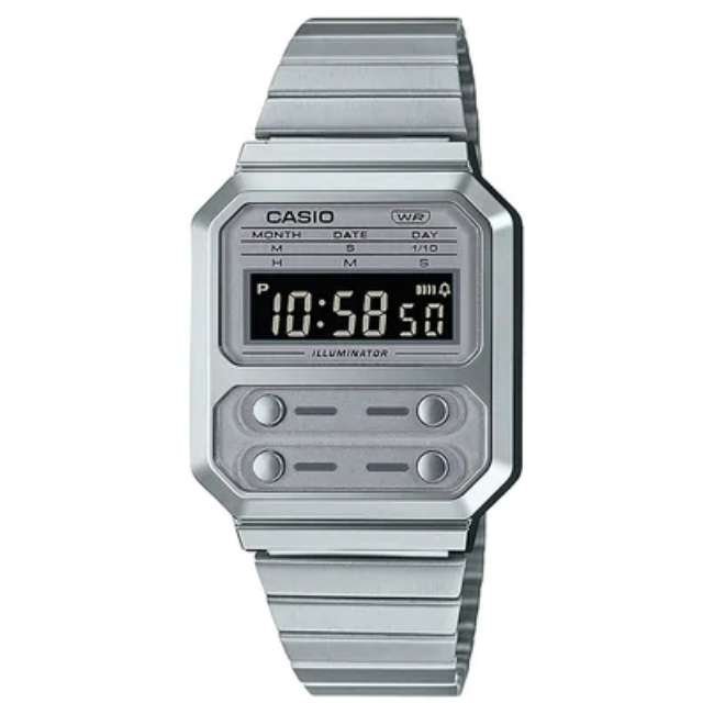 Casio Rectangular Unisex Silver Watch D261